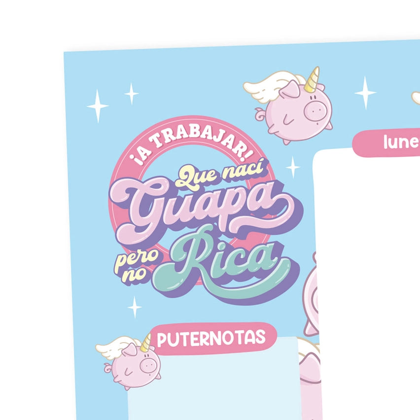 Planificador semanal apaisado "A Trabajar"