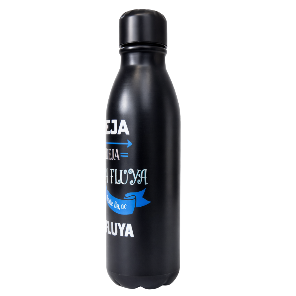Botella motivacional “Deja que la vida fluya y que nada te influya”