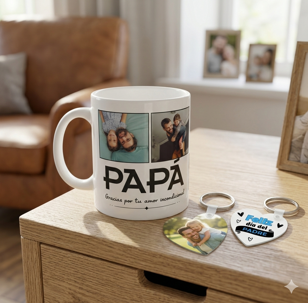 Pack "Amor Infinito": Taza Personalizada + Llavero de Corazón