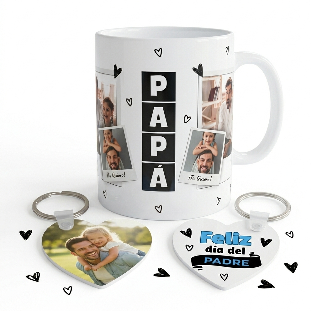 Pack Regalo "Amor Infinito": Taza Personalizada + Llavero Corazón