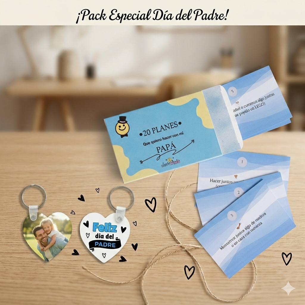 Pack "Momentos Inolvidables" Caja de 20 Planes Mágicos + Llavero Corazón Personalizado