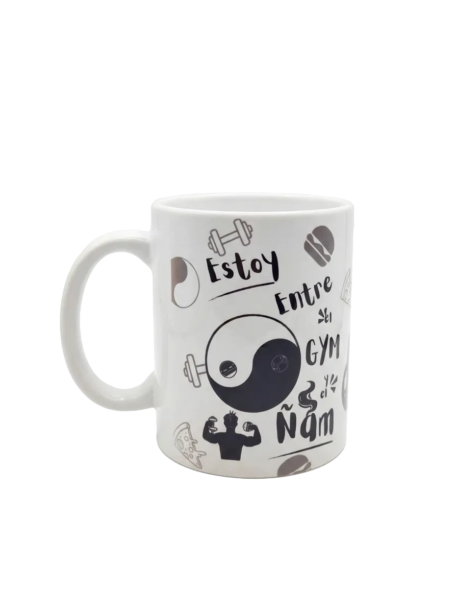 Taza Divertida "Estoy entre el Gym y el Ñam"