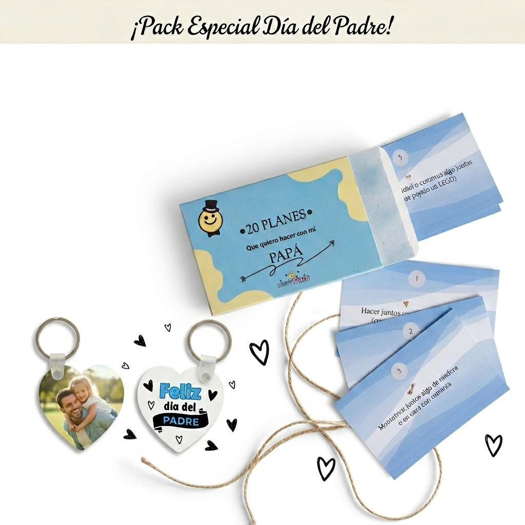Pack "Momentos Inolvidables" Caja de 20 Planes Mágicos + Llavero Corazón Personalizado