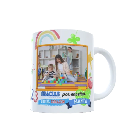 Taza Personalizada "Profesor/a, Gracias por Enseñar con el Corazón"